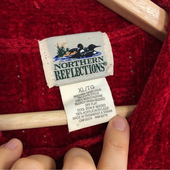 Vintage Northern Reflections oversized red chenille sweater - Picture 7 of 11